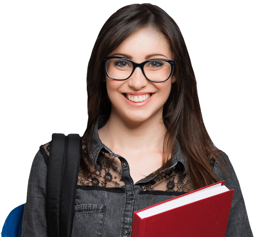 Confident female student holding books smiling
