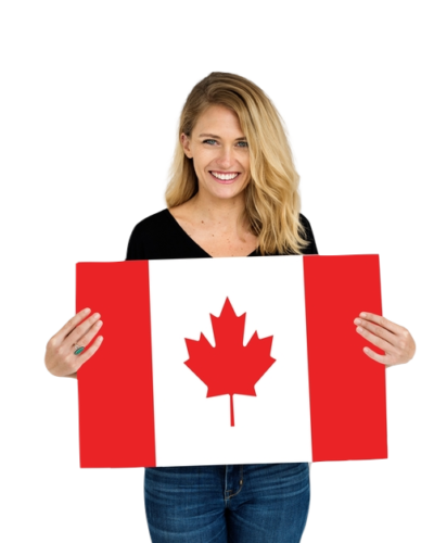 Student holding Canada flag study abroad