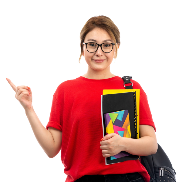 Confident student with books study abroad