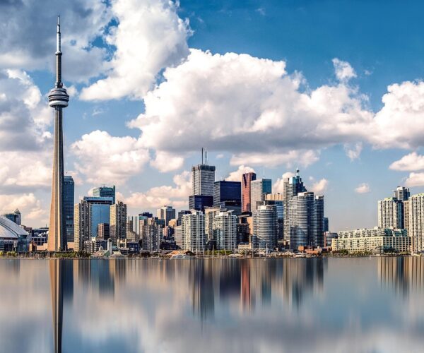 Modern Canadian city skyline for students