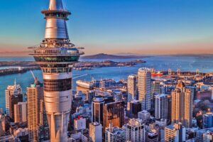 City skyline promoting international education opportunities